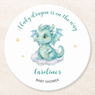 Süße Drachen-Baby-Party Runder Pappuntersetzer
