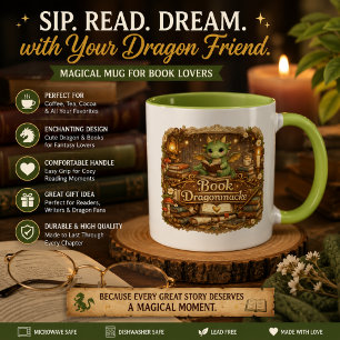 Süße Drachen-Buchliebhaber-Kaffeetasse Fantasy-L Tasse
