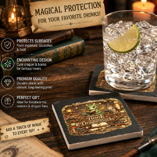 Süße Drachen-Buchliebhaber-Untersetzer-Set   Fanta Steinuntersetzer