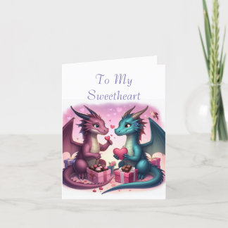Süße Drachen Valentinstagskarte Feiertagskarte