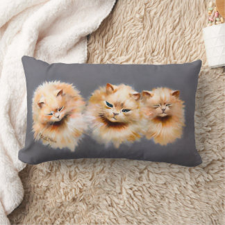 Süße drei flauschige Katzen Vintage-Katzen-Dekor Lendenkissen