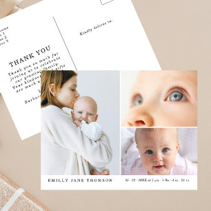 Süße Drei-Foto-Baby-Shower-Dankeschön-Karte Postkarte