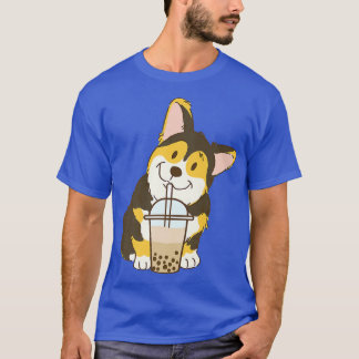 Süße dreifarbige Corgi und Boba-Hund Bubble Milk T T-Shirt