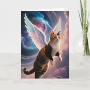 Süße dreifarbige Katze Engel Beileidskarte Karte