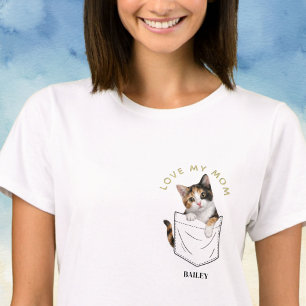 Süße dreifarbige Katze in der Tasche Name T-Shirt