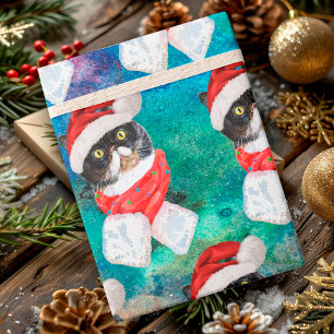 Süße dreifarbige Katze lustige Weihnachten Feierta Geschenkpapier