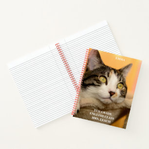 Süße dreifarbige Katze Schule Kinder Klassenzimmer Notizblock