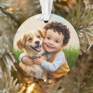 Süße Drucke und Herzen Rahmen Custom Haustier Foto Ornament