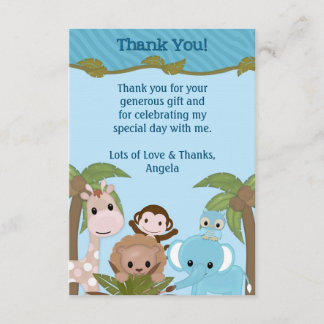 Süße Dschungel-Baby-Dusche danken Ihnen (FLACHE Dankeskarte