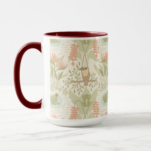 Süße Dschungel Frösche & Vögel Tasse (Links)