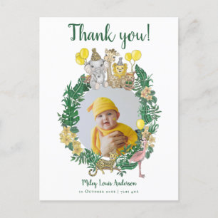 Süße Dschungelsafari-Tiere Baby Shower Danke schön Postkarte