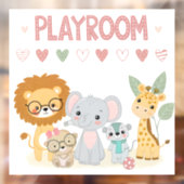 Süße Dschungeltiere Kinder Individueller Spielzimm Fensteraufkleber (Blatt 2)