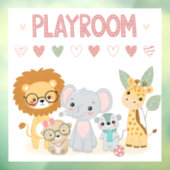 Süße Dschungeltiere Kinder Individueller Spielzimm Fensteraufkleber (Blatt 3)