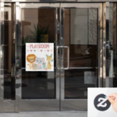 Süße Dschungeltiere Kinder personalisiertes Spielz Fensteraufkleber (Büro Tür)