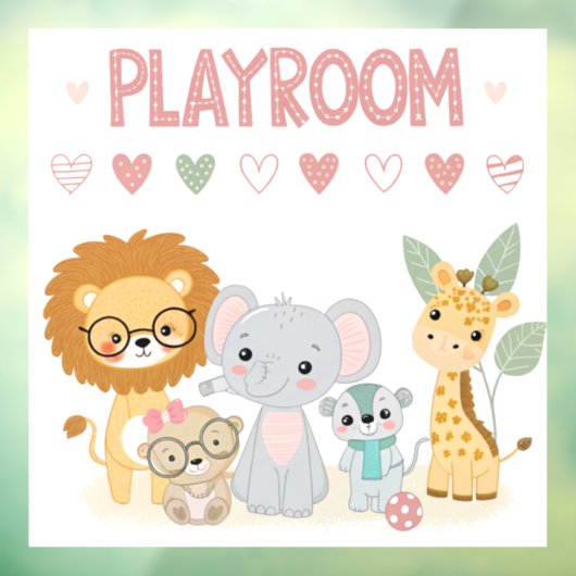 Süße Dschungeltiere Kinder personalisiertes Spielz Fensteraufkleber (Blatt 3)