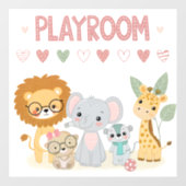 Süße Dschungeltiere Kinder personalisiertes Spielz Fensteraufkleber (Blatt)