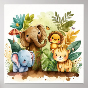 Süße Dschungeltiere Kinderzimmer Poster