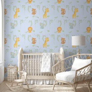 Süße Dschungeltiere Safari Babyzimmer & Spielplatz Tapete