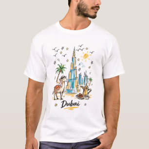 Süße Dubai-Skylineskizze-Kunst T-Shirt
