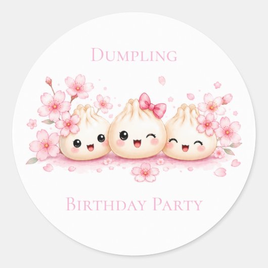 Süße Dumpling-Mädchen-Geburtstagsfeier Runder Aufkleber (Vorderseite)