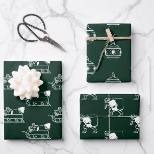 Süße dunkle Kiefergrün-Weihnachten mit verschieden Geschenkpapier Set