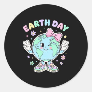 Süße Earth Day-Shirts für Mädchen Kinder Kleinkind Runder Aufkleber