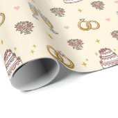 Süße Eheringe und Champagner-Geschenkpapier Geschenkpapier (Rolleneckpunkt)