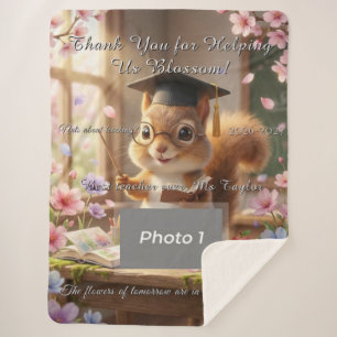 Süße Eichhörnchen-Lehrer-Dankeschön-Blüten-Decke Sherpadecke