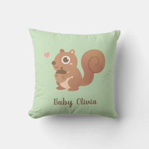Süße Eichhörnchen lieben Eicheln - Babyzimmer Deko Kissen