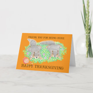 Süße Eichhörnchen Thanksgiving Freunde Gefaltet Feiertagskarte