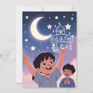 Süße Eid-al-Fitr-Illustration Feiertagskarte