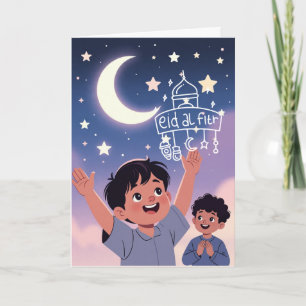 Süße Eid al-Fitr-Illustration Karte