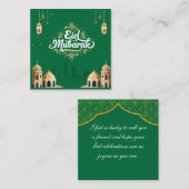Süße Eid Mubarak-Grüße in Grün Mitteilungskarte (Vorne/Hinten)
