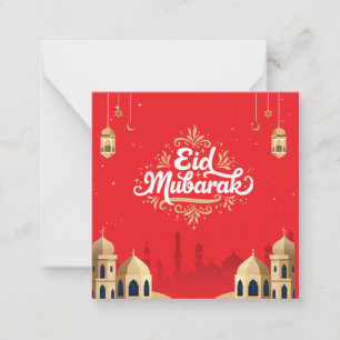 Süße Eid Mubarak Grüße Rot Mitteilungskarte
