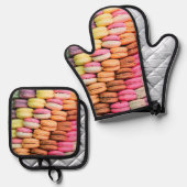 Süße, eigenartige, farbenfrohe Macarons Ofenhandschuh & Topflappen-Set (Vorderseite/Rückseite)