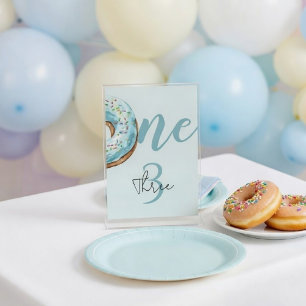 Süße Ein Donut Geburtstag    Pastellblau Tischnummer