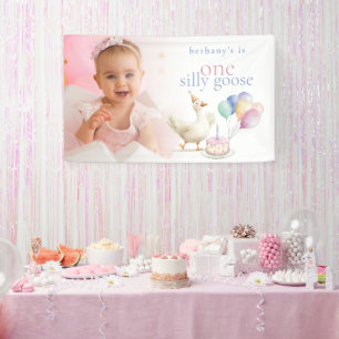 Süße Eine Alberne Gans Foto-Overlay 1. Geburtstag Banner