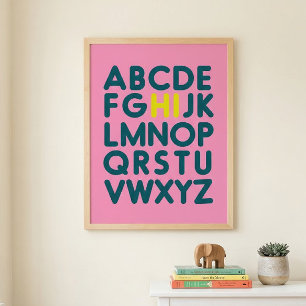 Süße einfache Alphabet-Buchstaben-Kunst in Rosa Poster