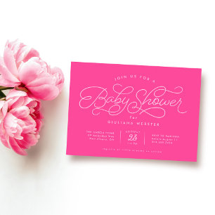 Süße einfache baby shower in hellrosa einladung