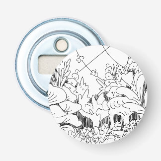 Süße einfache Line-Art-Pflanzen und -Blumen Flaschenöffner