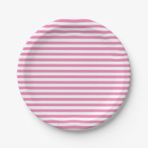 Süße einfache rosa und weiß gestreifte Papierplatt