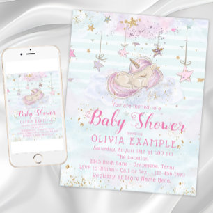 Süße Einhorn-Baby-Shower-Einladungen Einladung