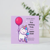 Süße Einhorn-Geburtstagsfeier mit Regenbogen (Stehend Vorderseite)