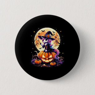Süße Einhorn Hexe Kürbis Halloween Shirts Mädchen  Button