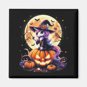 Süße Einhorn Hexe Kürbis Halloween Shirts Mädchen Magnet