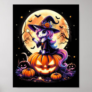 Süße Einhorn Hexe Kürbis Halloween Shirts Mädchen  Poster