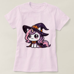 Süße Einhorn Hexe Niedliche Halloween Fantasy Kuns T-Shirt