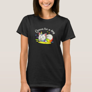 Süße Einhorn-Katze, die Eiscreme isst, Einhorn-Kön T-Shirt