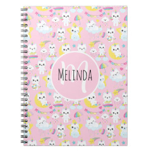 Süße Einhorn-Katzen Light-Pink-Muster Notizblock