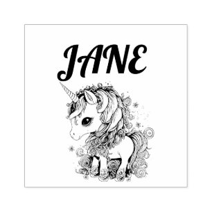 SÜSSE EINHORN PERSONALISIERTE NAME STEMPEL